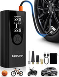 Upgrade Tire Inflator Portable Air Compressor-180PSI Air Pump for Car Tires-Electric 3X Faster Tire Inflation-Cordless Tire Pump with Pressure Gauge for Car, Motorcycle, Bicycle, Ball and More (Black)