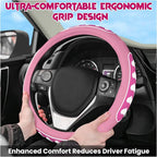 Ventilated Heart-Shaped Steering Wheel Cover with Anti-Slip Leather Grip. Compatible with Ford, Toyota, Honda, Nissan, and Chevrolet Vehicles for 14.5-15.2 inch Round Steering Wheels.