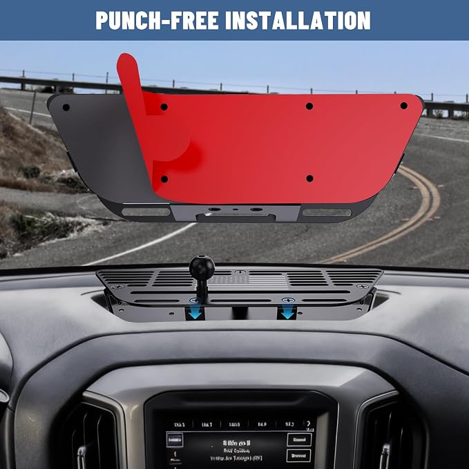 Metal Dash Platform Phone Mount Compatible with 2019 2020 2021 Chevy Silverado & 2019-2021 GMC Sierra - Expandable Multi-Device Phone Holder with Flag Design