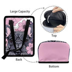 French Bulldog Cherry Blossom Print Car Trash Can with Lid, Leak Proof Auto Trash Bag Hanging Vehicle Garbage Can Multipurpose Storage Container for Back Seat Road Trip