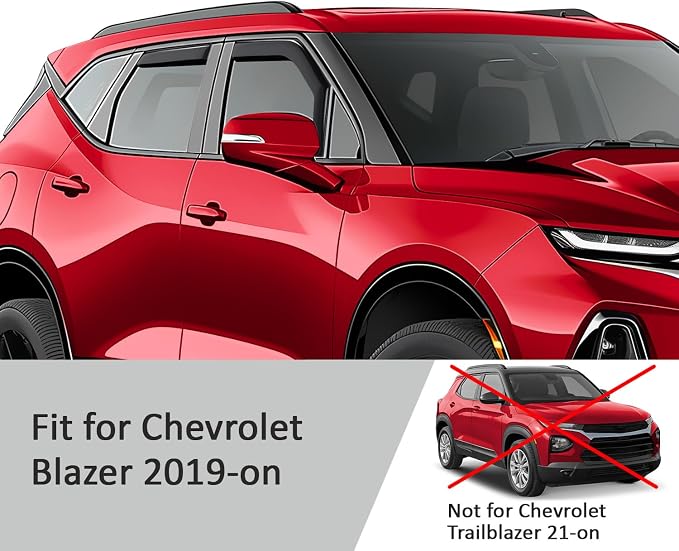 Voron Glass in-Channel Extra Durable Rain Guards for Chevrolet (Chevy) Blazer 2019-2026, Window Deflectors, Vent Window Visors, 4 Pieces - 201238