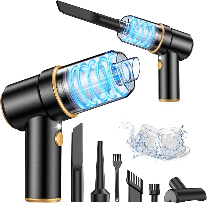 Handheld Car Vacuum Cleaner, 9000PA Vacuum Cleaner & Air Duster, 120W High Power Vacuum Portable Cordless, Hand Held Vacuum Rechargeable with Multi-Nozzles & LED Light for Home, Car, Office