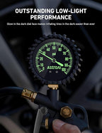 Tire Pressure Gauge with Inflator, 100 PSI-ANSI B40.1 Accurate, Large 2.5" Easy Read Glow Dial, Heavy Duty Air Chuck and Compressor Accessories with Rubber Hose and Quick Connect Coupler