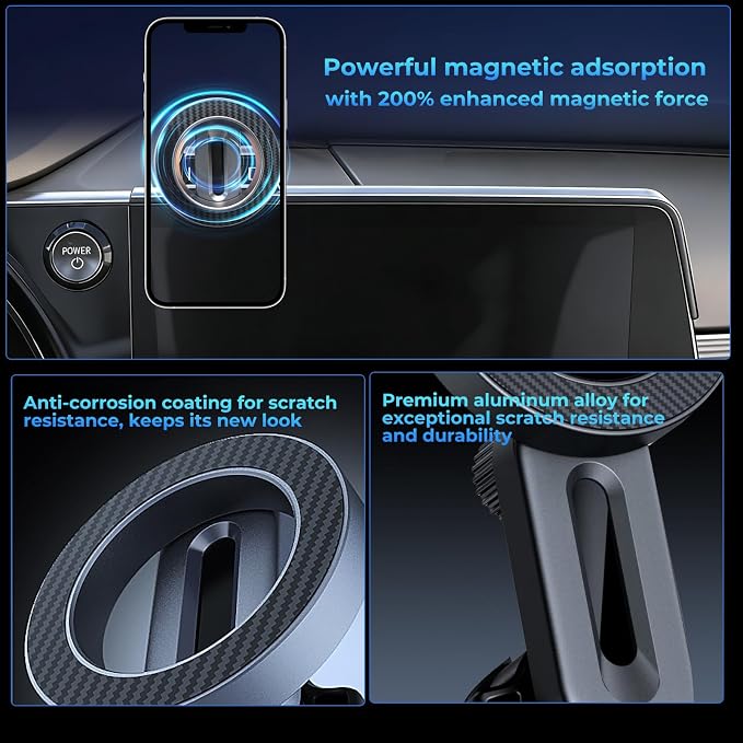 Phone Mount for MagSafe for Lexus RX RX350 RX350h RX500h Hybrid 2023 2024 2025 2026 Accessories 14-inch Screen Adjustable Magnetic Carbon Fiber Pattern Phone Holder for iPhone Samsung