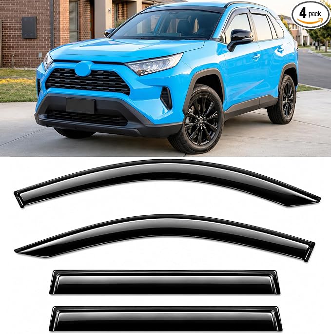 2019-2025 Tape-On Rain Guards Side Window Deflector Visors for Toyota Rav4 LE XLE SE XSE Hybrid Premium Limited 2020 2021 2022 2023 2024