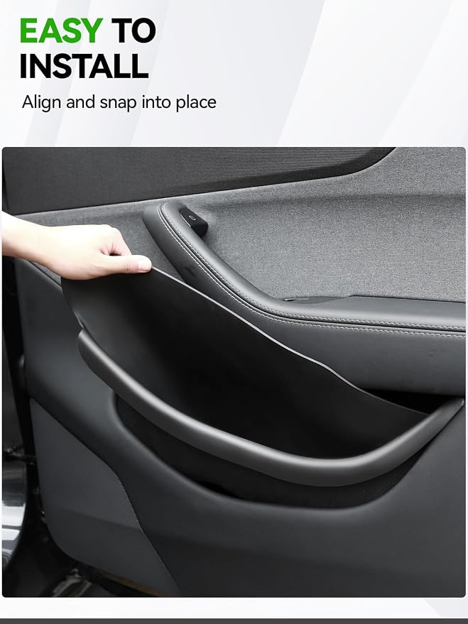4PCS Door Side Storage Box Full-Wrap Pocket Liner compatible with 2026 2025 Tesla Model Y Juniper Accessories TPE Front and Rear Full Cover Door Side Organizer Tray(Not fit Standard & YL)