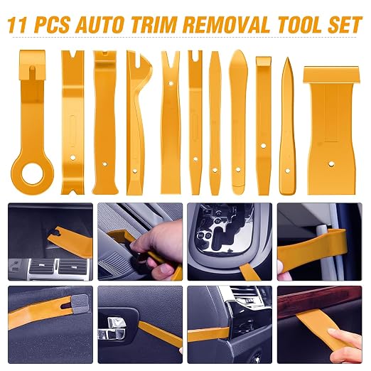 238Pcs Trim Removal Tool, Auto Push Pin Bumper Retainer Clip Set Fastener Terminal Remover Tool Adhesive Cable Clips Kit Car Panel Radio Removal Auto Clip Pliers, Yellow