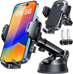 [True Upgrade for Safety] YRU Car Phone Holder Mount [Patent & Military-Grade] Dashboard Cell Phone Holder for Car Vent Windshield Phone Stand for iPhone17 16 15 14 13Pro Max Truck Samsung, Dark Black