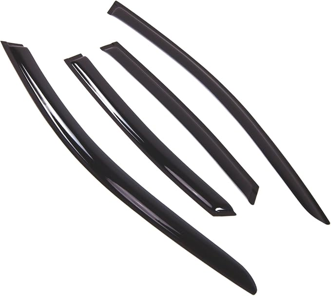 WD2-770B Dark Smoke 4 Pcs Set Window Visor (Outside Mount) Deflector Rain Guard Compatible with 2017-2018 Nissan Altima Sedan
