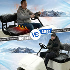 NOKINS Heated Golf Cart Seat Covers Kit - 3-Speed Heating, 5-Min Quick Warm-Up, 12V Power with Converter, Black and Black Stitching (Fits EZGO TXT 1994-2013/EZGO RXV OEM Standard Front Seat Cushion)
