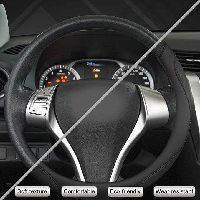 Customized Auto Car Steering Wheel Cover for Nissan(Black-Standard Size)