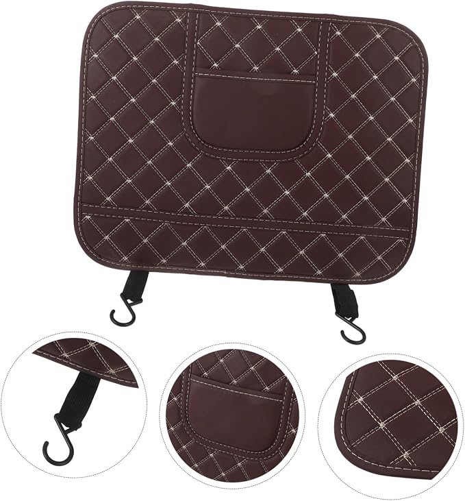 Car Seat Kick Pad Back Seat Protector for Anti-kick Mat Upholstery Shield for Car Interiors and Home Use Easy-Clean Brown