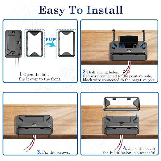 90W 12V USB Outlet Panel Wall Mount, Dual 36W USB C and QC 3.0 18W Car USB Port Charger with Voltmeter Button Switch, Waterproof 3 USB Multi Port Power Outlet DIY 12V Accessories for Car Bus RV -2 PC