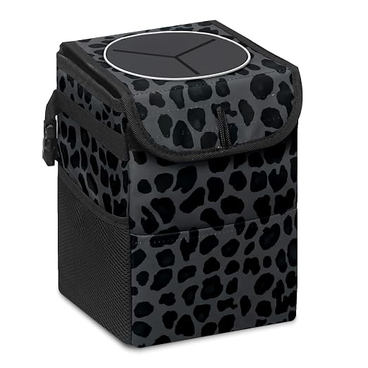 Car Trash Can – Multi-Purpose, Lightweight and Portable with Durable Water-Resistant Coating, No Installation Required, Practical and Ample Capacity, Variety of Colors.Black Leopard Print