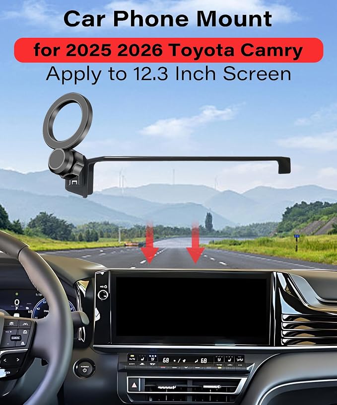 Car Phone Mount for 2025-2026 Toyota Camry 12.3-inch | 2025-2026 Toyota Camry MagSafe Strong Magnets Cell Phone Holder Accessories, One-Hand Operation 360° Rotation