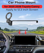 Car Phone Mount for 2025-2026 Toyota Camry 12.3-inch | 2025-2026 Toyota Camry MagSafe Strong Magnets Cell Phone Holder Accessories, One-Hand Operation 360° Rotation