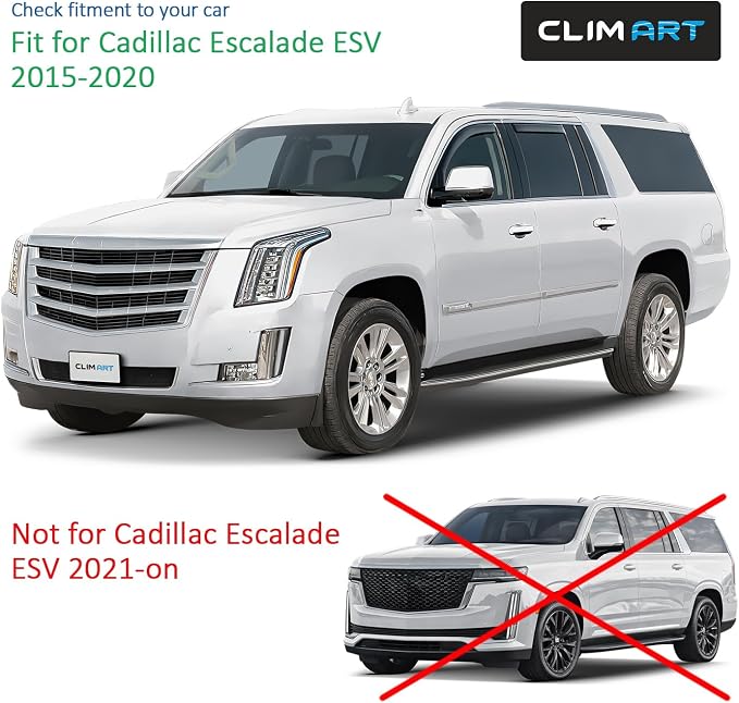 in-Channel Incredibly Durable Rain Guards for Cadillac Escalade ESV 2015-2020, Original Window Deflectors, Vent Window Visors, Vent Deflector, 4 pcs. - 615259