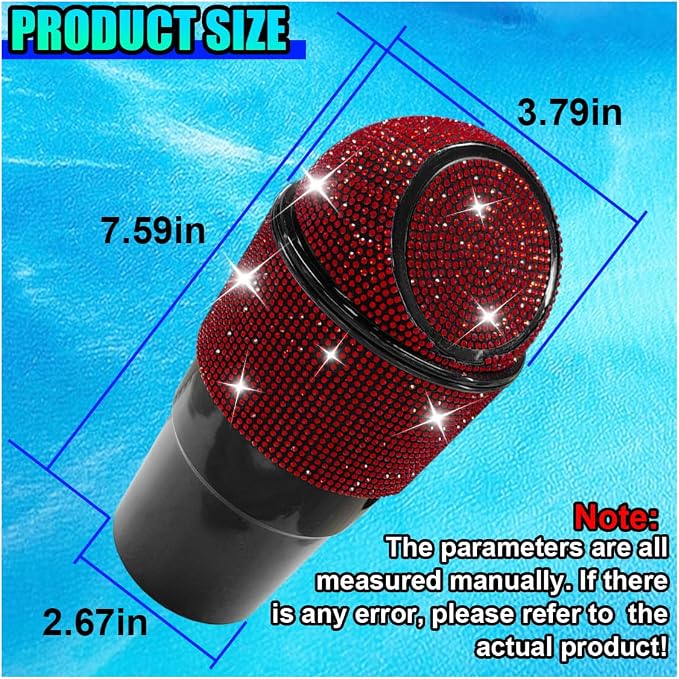 Bling Car Trash Can with Lid, Rhinestone Leakproof Waterproof Auto Cup Holder Garbage Bin, Portable Multipurpose Vehicle Dustbin and Organizer for Home Office Kitchen Bedroom (Red)