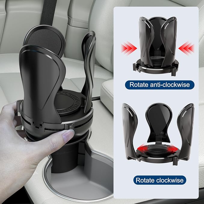 Car Cup Holder Expander, Cup Holder Extender Adapter with Expandable Arm and Adjustable Base, Compatible with Yeti Ramblers, Hydro Flasks, Stanley, Owala Most Coffee Mugs Bottles & Cups (CUP-T-1pack)