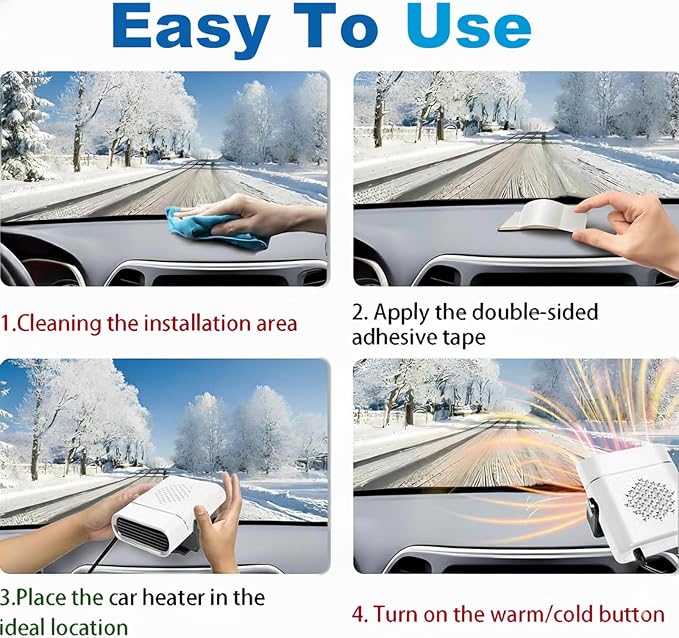 Car Heater, 12V 150W Portable Car Heater Plug in Cigarette Lighter Fast Heating Defrost Defogger
