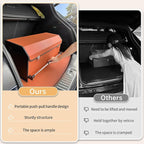 Car Trunk Organizer for SUV, Collapsible Leather Car Storage Trunk Organizer with Lid and Sturdy Handle Car Trunk Leather Storage Box (Orange, 27.1 x 11.4 x 12.2in)