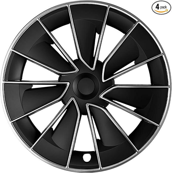 for Tesla Wheel Cover 19 inch, for Tesla Model Y(2020-2024) Wheel Covers, Wheel Cover Silver Black Knife Style 4PCS Hubcaps 19inch Rim Full Cover Hubcaps Decoration Accessories