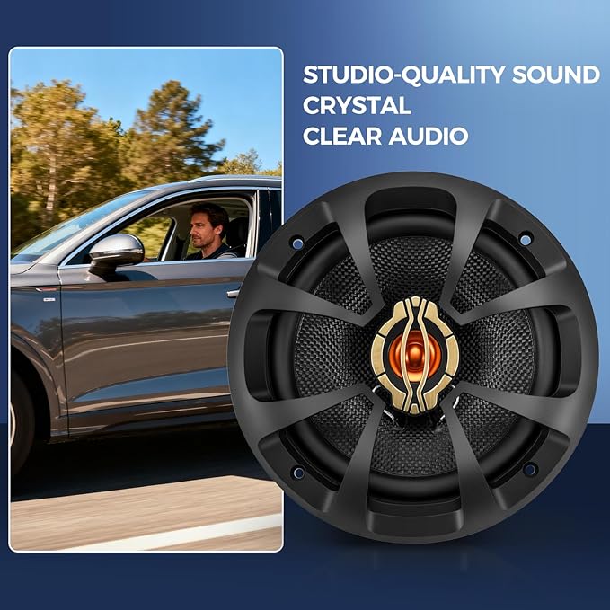 2026 Upgraded 6.5 Inch Car Speakers, 800W Max, 200W RMS, 4 Ohm, 6.5 Speakers Compatible with Universal Fit for Most Cars, 30 Minutes Easy Install - Turn Your Car into a Concert Hall(Pair)