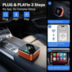 Wireless Carplay Adapter, Suitable for Vehicles Equipped with Cabled CarPlay, Plug and Play Feature enables Fast and Stable CarPlay Wireless Connection, Suitable for 800+ Vehicles (Orange)