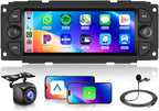 4G+64G Car Radio Stereo for Dodge RAM 2002-2006, for Jeep Wrangler 2003-2006,Jeep Grand Cherokee 1999-2004, 6.86" IPS Touchscreen/Wireless CarPlay/Android Auto/BT/GPS/WiFi/AHD Backup Camera