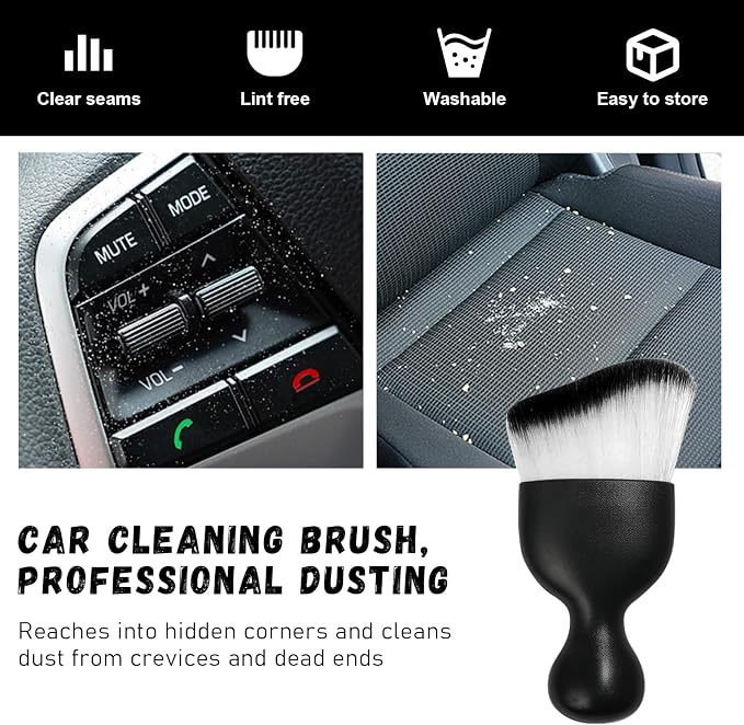 2 PCS Car Detailing Brush, Curved Soft Bristles Auto Removal Dust Collectors, Universal Vehicle Dashboard, Air Conditioner Vents etc Interior Cleaning Tool Accessories (White/Black)