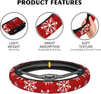 Christmas Snowflakes Steering Wheel Covers Universal 15 Inch Car Wheel Cover,Anti-Slip Breathable Car Accessories Protector Fit for Trucks,Sedans,SUVs,Vans