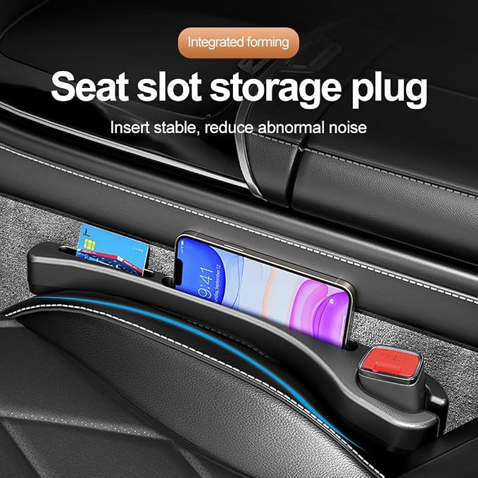 2PCS Car Seat Gap Filler Organizer with Phone Holder,[Upgrade Version] Car Seat Gap Organizer for Prevent Falling,Essential Car Accessories Car Side Seat Gap Filler (Black)