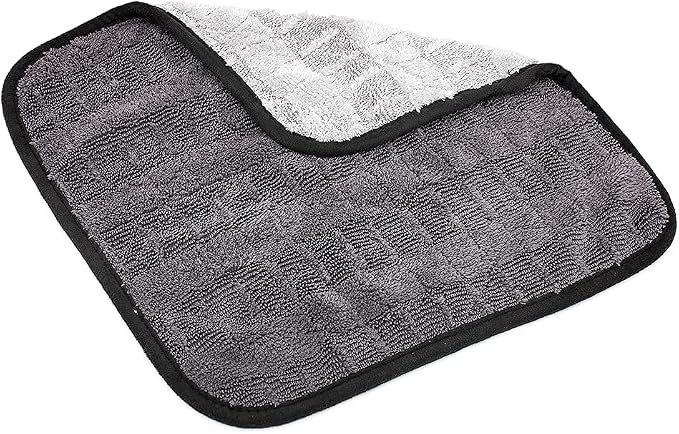 Gauntlet Car Drying Towel, Ultra-Absorbent 70/30 Blend Korean Microfiber, Dries Vehicles Faster Without Scratching, 900 GSM, 12x12 Inches, Ice Grey/Grey, 3-Pack