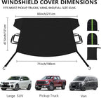 KXQ Car Windshield Cover for Ice and Snow, Enhanced-600D Oxford Fabric Windshield Snow Covers, Windshield Cover for Snow Fits Most Large SUVs, Pickup Truck (71 x 47.5 Inch)