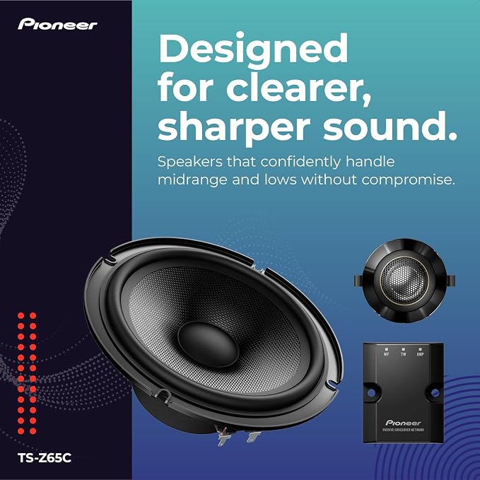 Z-Series TS-Z65C 6.5” 2-Way Speakers (Pair) – 300W Max, Crisp Highs + Clear Vocals, Audiophile Upgrade, Add an Amplifier for Optimal Performance