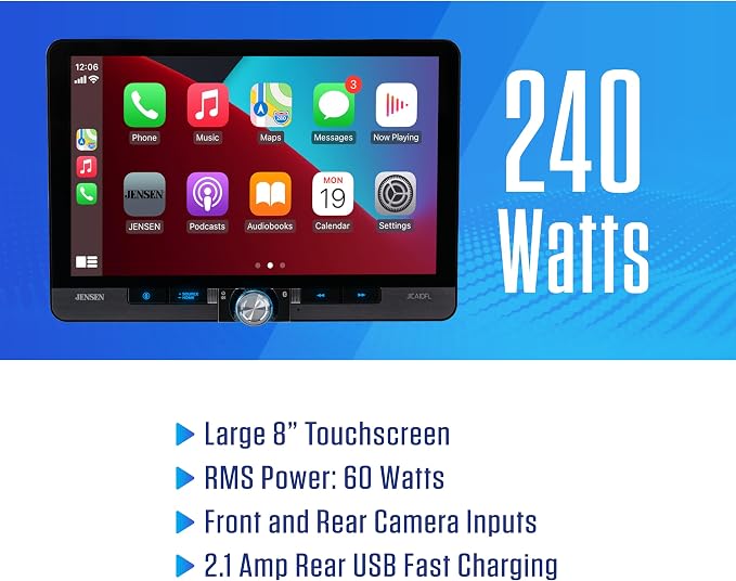 J1CA10FL 10.1-inch Certified Apple CarPlay Android Auto Wired or Wireless | Single DIN & Double DIN Touchscreen Car Stereo Radio | Bluetooth | Front & Rear Camera Inputs | USB Playback & Charge