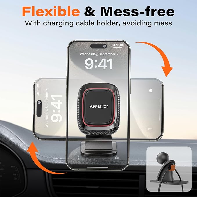 [2 Pack] Magnetic Phone Holder for Car, Dashboard Magnetic Car Phone Holder Mount with Strong VHB Adhesive Mounting, Requires Metal Plate for Use, Compatible with Most Phones(Not for Magsafe)