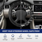 Black Pirate Cartoon Steering Wheel Cover, Polyester Car Wheel Grip, Universal 15 Inch for Cars SUVs Trucks