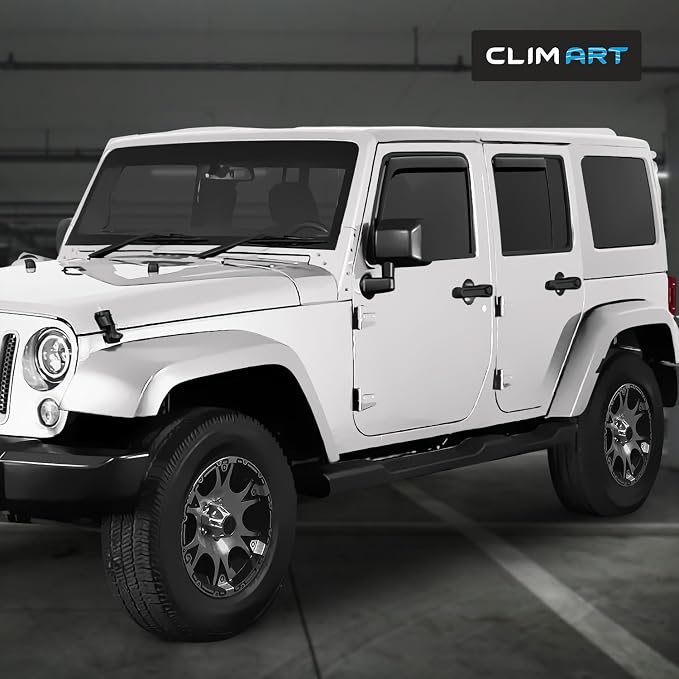 in-Channel Incredibly Durable Rain Guards for Jeep Wrangler JK 2007-2018, Original Window Deflectors, Vent Window Visors, Vent Deflector, 4 pcs. - 607169