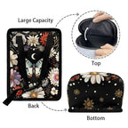 Butterfly Daisy Moon Print Car Trash Can with Lid, Leak Proof Auto Trash Bag Hanging Vehicle Garbage Can Multipurpose Storage Container for Back Seat Road Trip