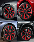 Hubcaps,16 inch hubcaps Set of 4, Wheel Rim Cover ABS Material, Snap On Car Truck SUV Replacement, for Toyota Camry Nissan Mazda etc, Black & Red