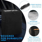 Hanging Car Trash Can with 4 Storage Pockets, Waterproof Leakproof Oxford Auto Garbage Bag, Adjustable Garbage Bag, Foldable Car Trash Bin Fit for Truck, SUV, Home, Office
