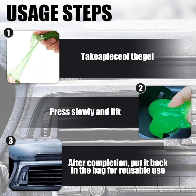 3PCS Car Cleaning Gel, Car Cleaning Supplies, Reusable Car Gel for Cleaning, Auto Detailing Tools Universal Cleaning Putty Gel for Keyboard, Laptop, Air Vents, Dust Crumb Removal