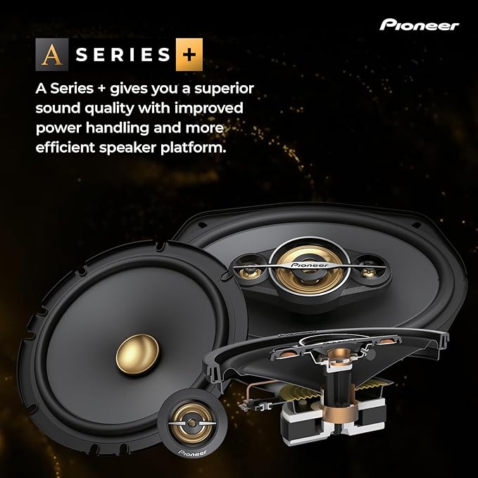 A-Series Plus TS-A1681F 6.5” 4-Way Speakers (Pair) – 350W Max, Balanced Sound + Smooth Treble, Enhanced Bass, Ideal Factory Upgrade, Installation Adaptors Included