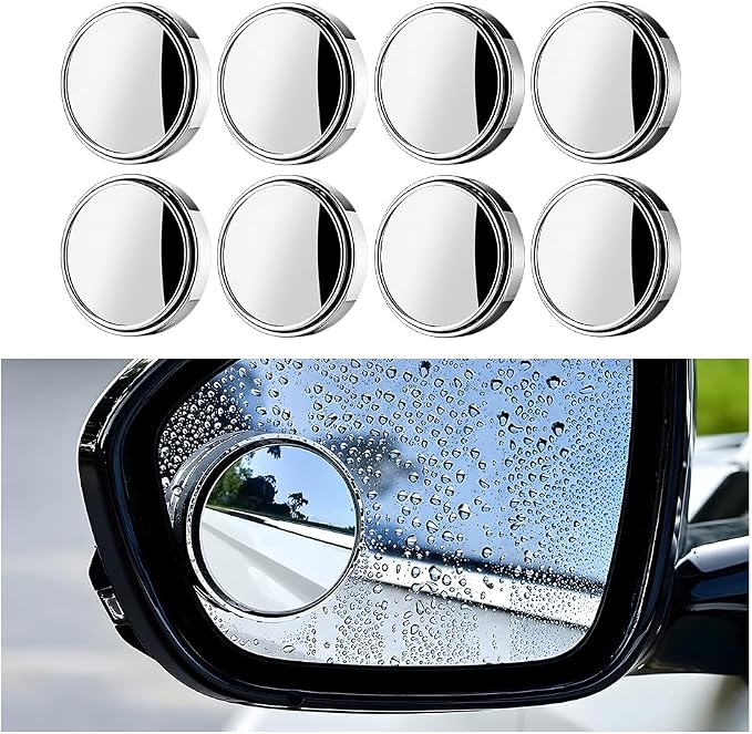 8PCS Car Blind Spot Mirror, 360 Degree Clear HD Convex Wide Angle Round Vehicle Side Rear View Mirror, Adjustable Auto Rearview Accessories to Reduce Blindspot, Universal Fit