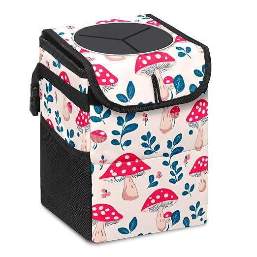 Car Trash Can – Multi-Purpose, Lightweight and Portable with Durable Water-Resistant Coating, No Installation Required, Practical and Ample Capacity, Variety of Colors.Mushroom