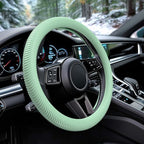 Car Steering Wheel Cover, Thin Anti-Skid Silicone Steering Wheel Cover for Men & Women, Universal Automotive Interior Accessories for Most Cars (Light Green)