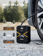 S1 Tire Inflator Portable Air Compressor 12V DC 150PSI with Digital Gauge, Auto Shut-Off Preset Pressure Fast Inflation, Compact Air Pump for Car Tires, Motorcycle, Bike, Ball, Inflatables