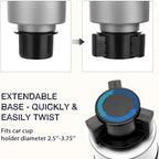 Car Cup Holder Expander with Adjustable Base, Compatible with Hydro Flasks 32/40 Ounce, Compatible with Yeti Ramblers 20/26/30 Ounce, Other Bottles in 3.4"-3.8"(Silver Gray)