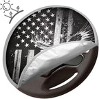 Universal Car Steering Wheel Sun Shade Cover,Black White American Eagle Heat-Resist Aluminum Foil Steering Wheel Cover for Most Car Auto Interior Protector